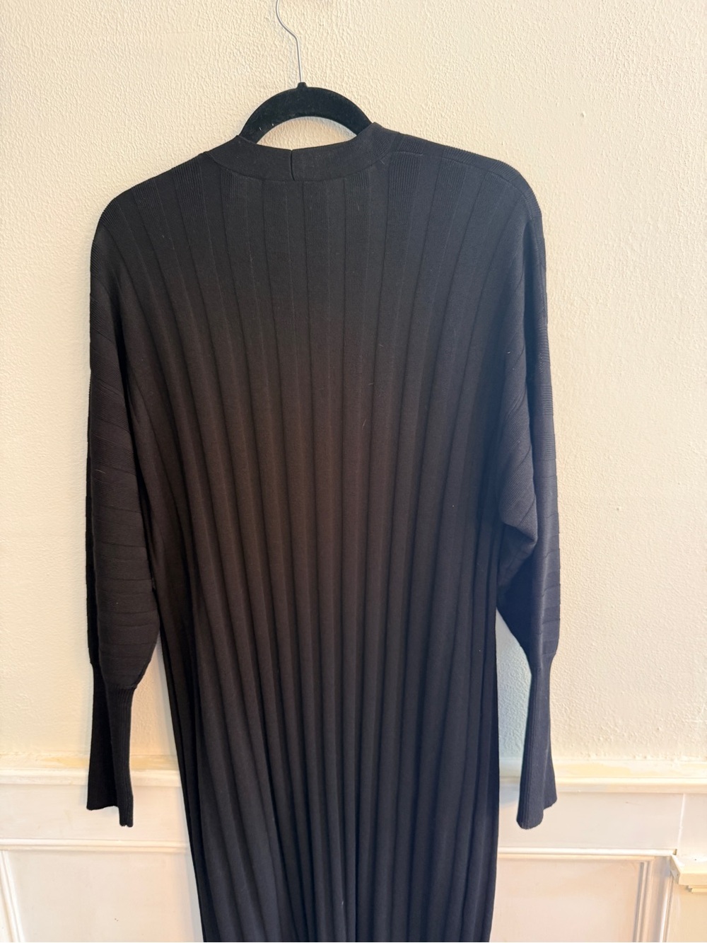 Express Black Long Ribbed Open-Front Dress - Picture 4 of 5